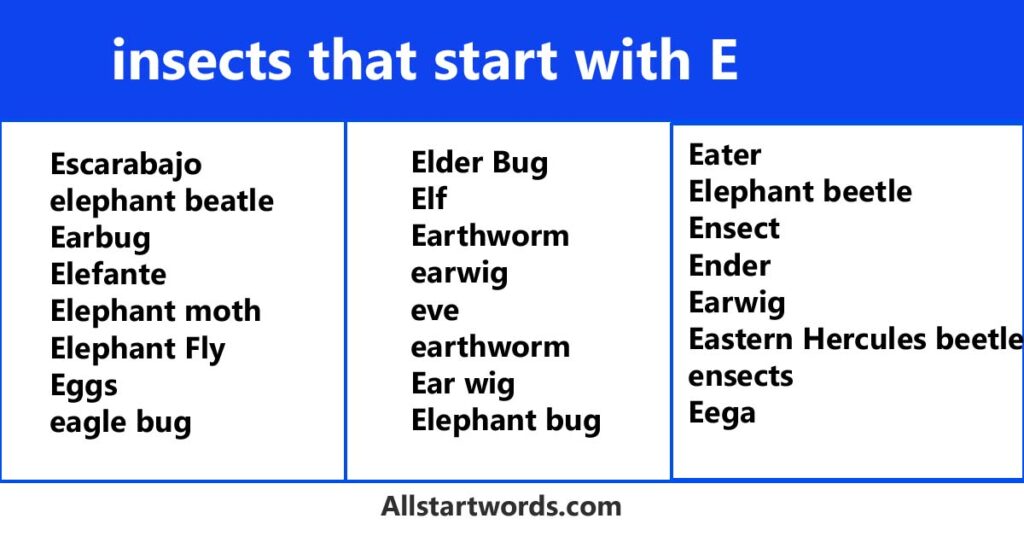 insects that start with E