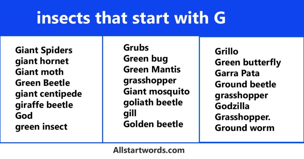 insects that start with G