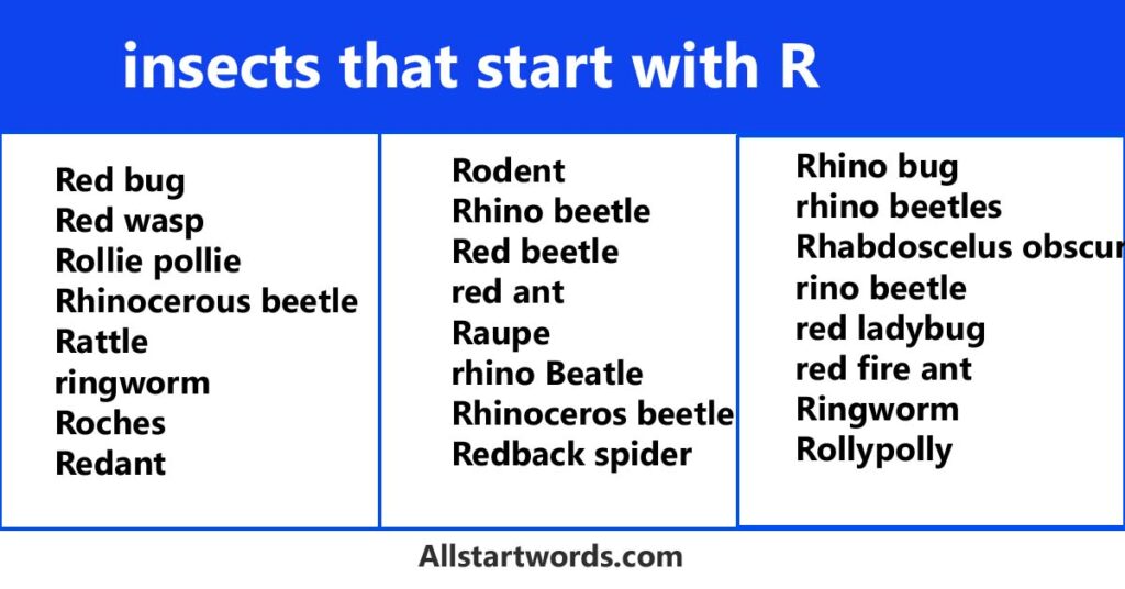insects that start with R