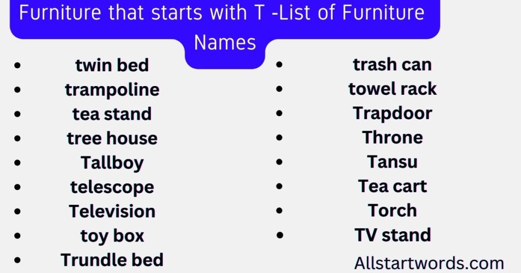 Furniture that starts with T