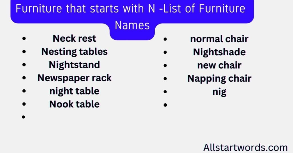 Furniture that starts with N