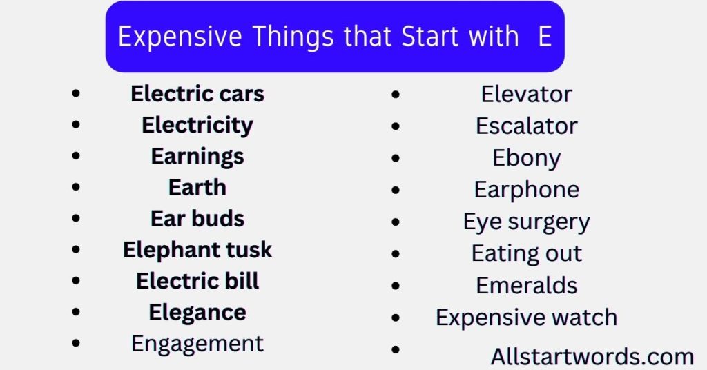 Expensive Things that Start with E