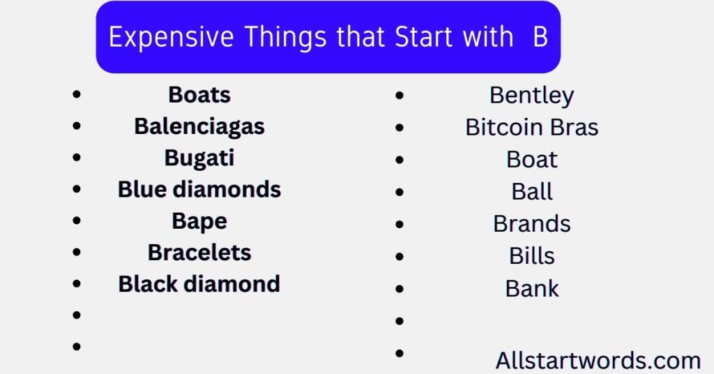 Expensive Things that Start with B