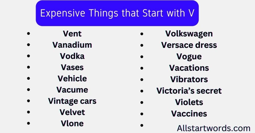 Expensive Things that Start with V